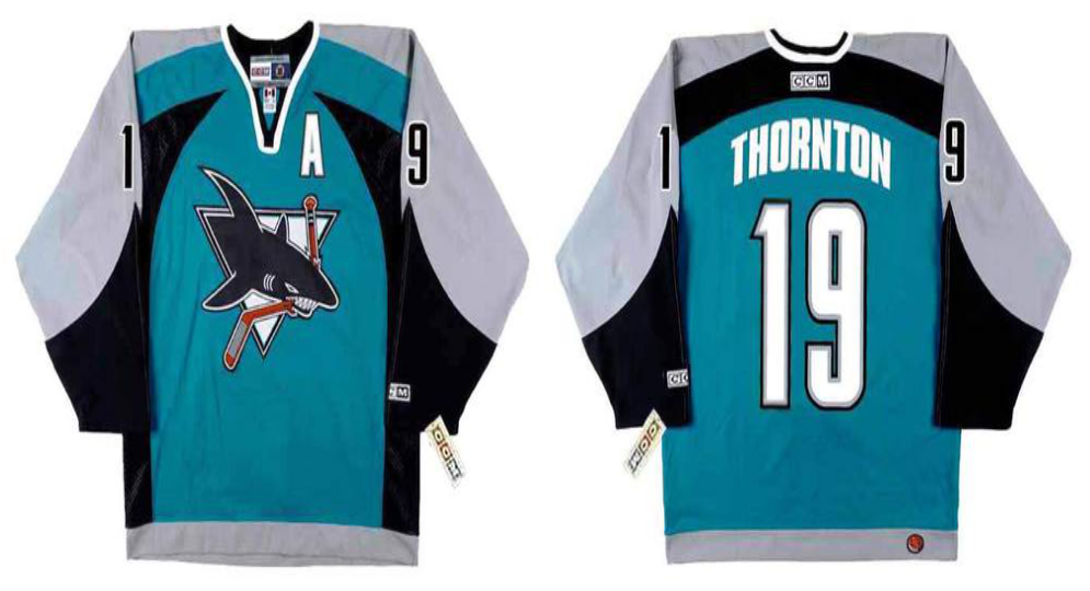 2019 Men San Jose Sharks 19 Thornton blue CCM NHL jersey